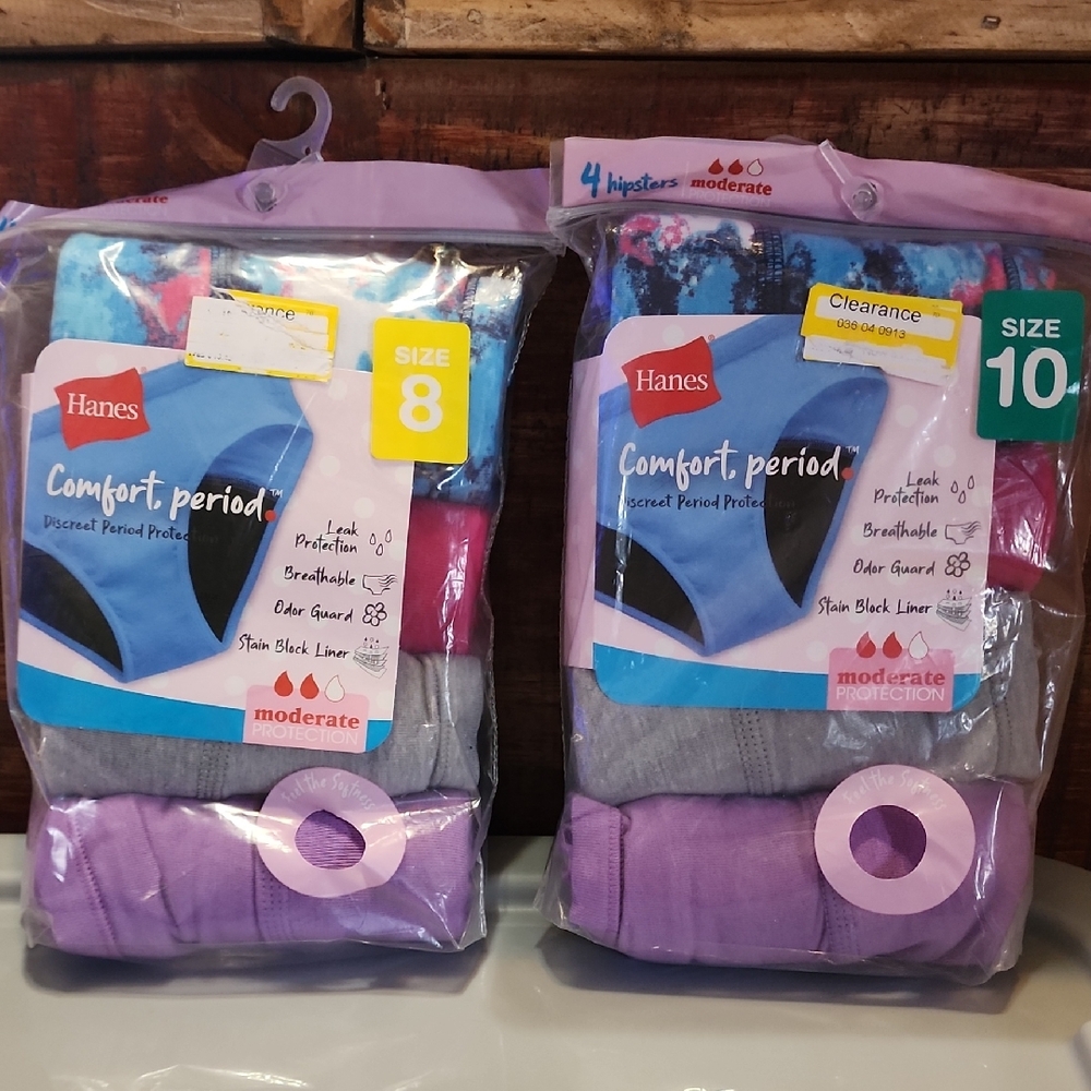 Hanes Comfort Period Hipsters - Purple and Gray